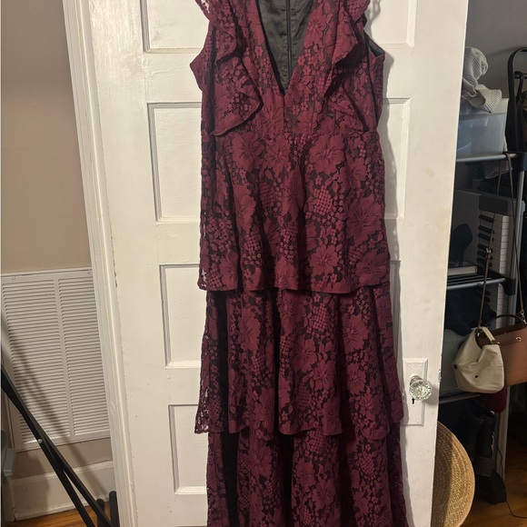 Lulu's Deep Wine Lace Maxi Dress - Picture 5 of 6